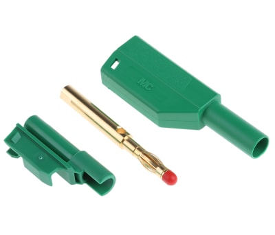 Product image for Green shrouded stackable plug,4mm