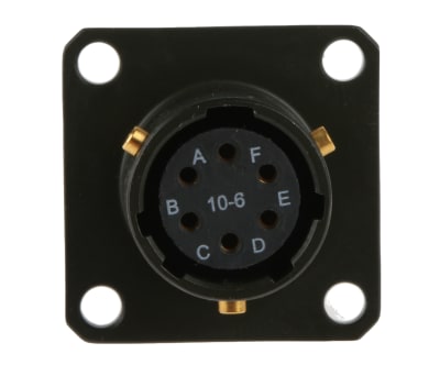 Product image for Sq Flange Receptacle, 6 way Skt Contacts