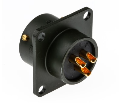 Product image for Sq Flange Receptacle, 3 way Skt Contacts