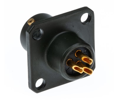 Product image for Sq Flange Receptacle, 3 way Pin Contacts