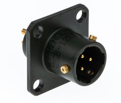 Product image for Sq Flange Receptacle, 3 way Pin Contacts