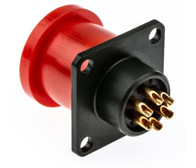 Product image for Sq Flange Receptacle, 6 way Pin Contacts