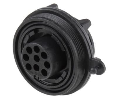 Product image for IP68 9 way jam nut chassis socket,5A