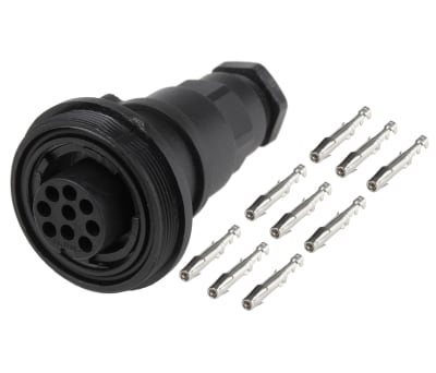 Product image for IP68 9way inline cable coupler socket,5A