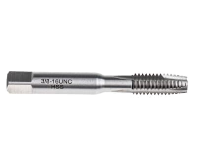 Product image for RS PRO HSS 3/8-16 Spiral Point Threading Tap, 80 mm Length