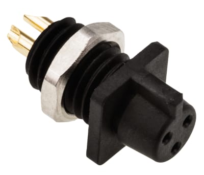 Product image for Binder Solder Connector, 3 Contacts, Panel Mount Subminiature, IP40