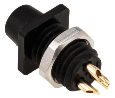 Product image for Binder Solder Connector, 3 Contacts, Panel Mount Subminiature, IP40