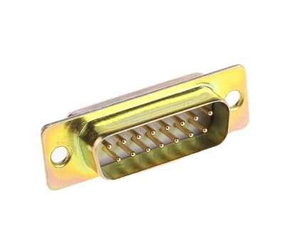 Product image for 15way straight PCB mount D plg,5A 750Vac