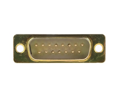 Product image for 15way straight PCB mount D plg,5A 750Vac