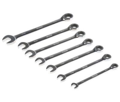 Product image for 7 piece metric ratcheting spanner set