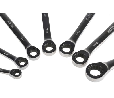 Product image for 7 piece metric ratcheting spanner set