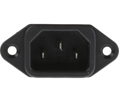 Product image for RS PRO C14 Panel Mount IEC Connector Male, 10A, 250 V