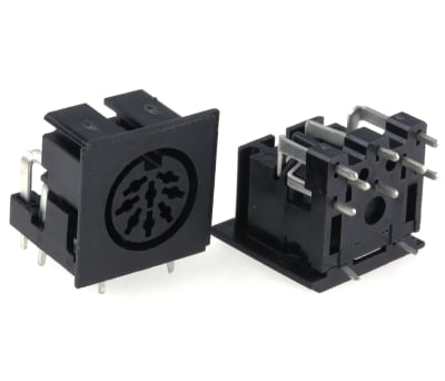 Product image for 8 way r/a plastic PCB mount DIN socket