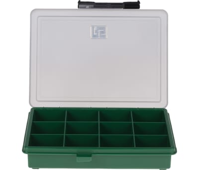 Product image for Green plastic storage box,12 compartment