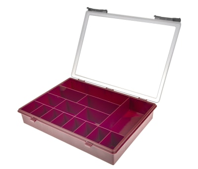 Product image for RED PLASTIC STORAGE BOX,15 COMPARTMENT