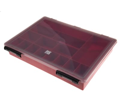 Product image for RED PLASTIC STORAGE BOX,15 COMPARTMENT