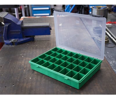 Product image for Green plastic storage box,32 compartment