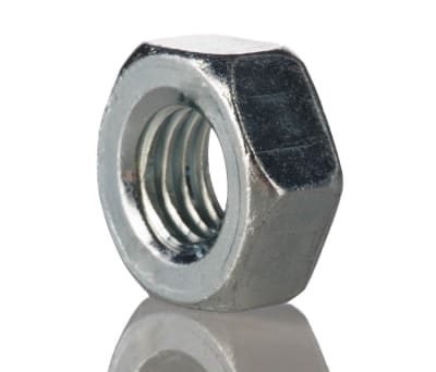 Product image for RS PRO, Bright Zinc Plated Steel Hex Nut, DIN 934, M4