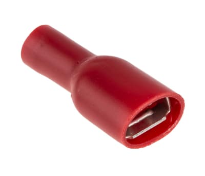 Product image for Red crimp shrouded receptacle, 6.3/0.8mm