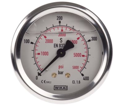 Product image for PRESSURE GAUGE,63MM DIA 0-400 BAR