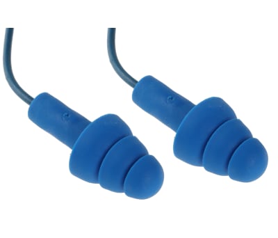 Product image for 3M E.A.R Corded Reusable Ear Plugs, 32dB, Blue, 1 Pairs per Package