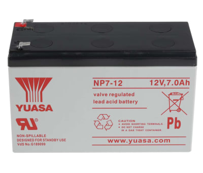 Product image for Yuasa NP7-12 Lead Acid Battery - 12V, 7Ah