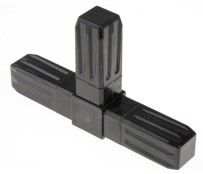 Product image for Black 3 way flat square tube connector