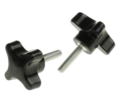 Product image for Black phenolic male cross knob,M6x25mm