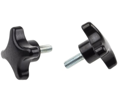 Product image for Black phenolic male cross knob,M8x20mm