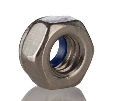 RS PRO - 767826 - Plain Stainless Steel Nylon Insert Locking Nut