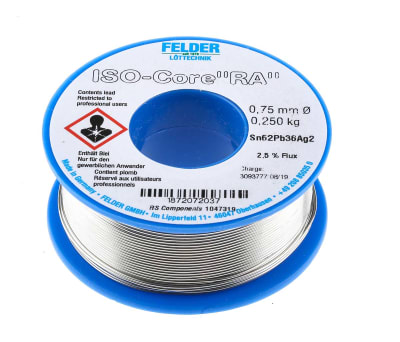 Product image for SOLDER WIRE, RA 2% AG, 0,75 MM