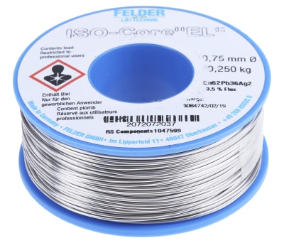 Product image for SOLDER WIRE, 2%AG, EL, 0,75MM