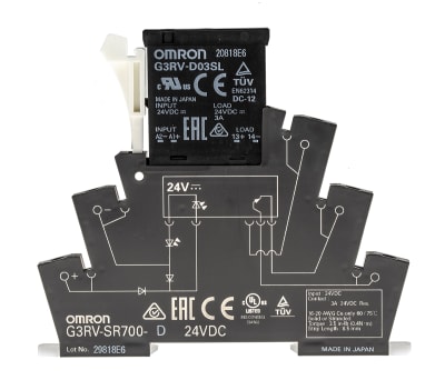 Product image for Omron 3 A SPNO Solid State Relay, DC, DIN Rail, MOSFET, 26.4 V dc Maximum Load