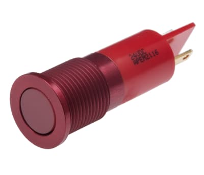 Product image for 14mm flush anodised LED, red 24Vdc