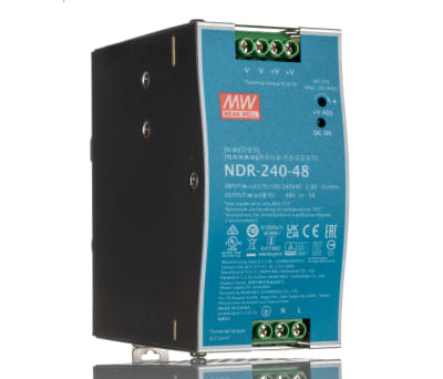 Product image for 240W DIN Rail Panel Mount PSU 48Vdc 5A