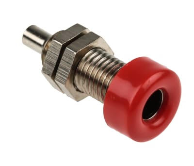 Product image for 4MM PANEL SOCKET, NICKEL PLATE, RED