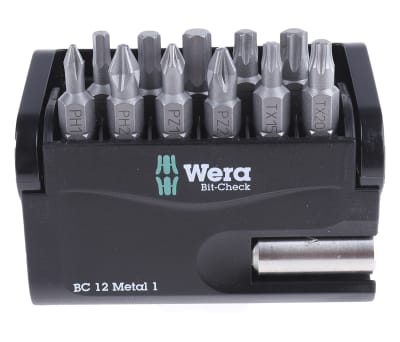 Product image for Wera Impact Bit Set 12 Pieces, Hexagon, Phillips, Pozidriv, Torx