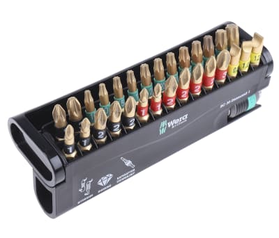 Product image for Wera Impact Bit Set 30 Pieces, Hexagon, Phillips, Pozidriv, Slotted, Torx