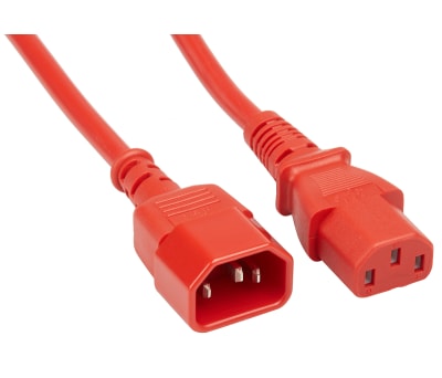 Product image for IEC C14 - C13 H05VV-F 1.0mm2 Red 3m