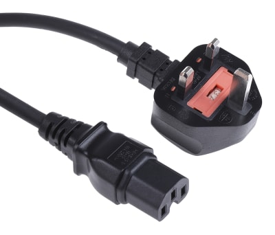 Product image for UK 13A - IEC C15 H05RR-F 1.0mm2 Black 2m