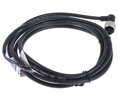 Product image for RS PRO Right Angle M12 to Unterminated Connector & Cable, 4 Core 2m Cable