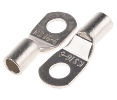 Product image for Tubular ring terminal, 6.5mm stud, 6 AWG