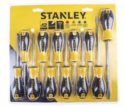 Product image for Stanley Standard Phillips, Pozidriv, Slotted, Torx Screwdriver Set 12 Piece