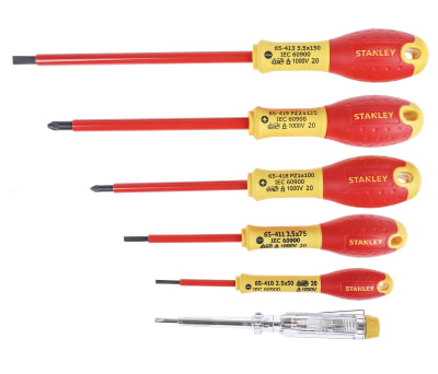 Product image for Stanley VDE Pozidriv, Slotted Screwdriver Set 6 Piece