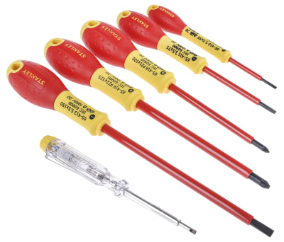 Product image for Stanley VDE Pozidriv, Slotted Screwdriver Set 6 Piece