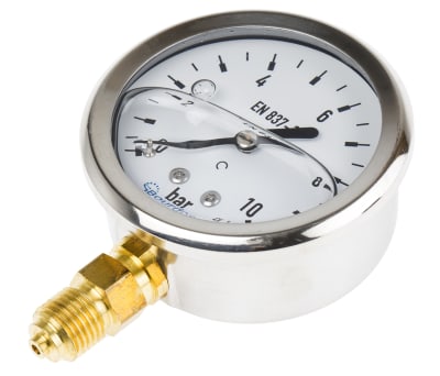 Product image for PRESSURE GAUGE S/STEEL 63MM G1/4 0-10BAR