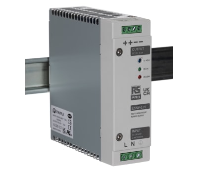 Product image for Din Rail Power Supply, 120W, 12V Output