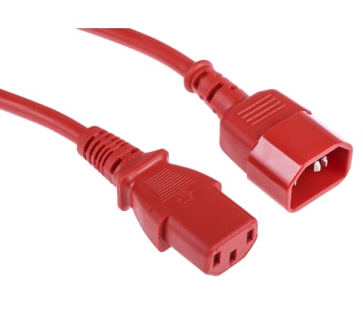 Product image for IEC C14 - C13 H05VV-F 0.75mm2 Red 2m