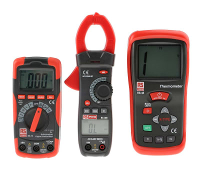 Product image for RS14 DMM, RS380 Clamp, RS42 Thermometer