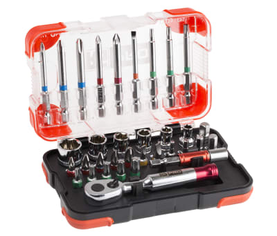 Product image for 34pcs ratchet bit socket set